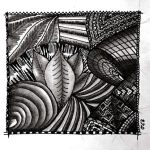 Doodle "Blätter" (Fineliner 0,2mm und Bleistifte)