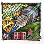 Doodle "Tennis" (Fineliner 0,2mm und Copics)