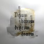 Kalligraphie "Vinum"; Gold- und Silberfarbe, Tinte mit Bambusfeder, Faber Calligraphy Pen